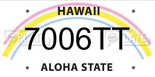 7006TT Hawaii License Plate