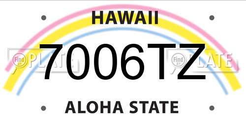 7006TZ Hawaii License Plate