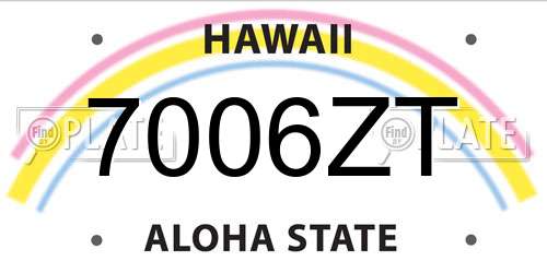 7006ZT Hawaii License Plate