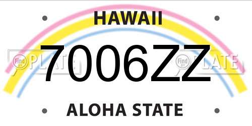7006ZZ Hawaii License Plate