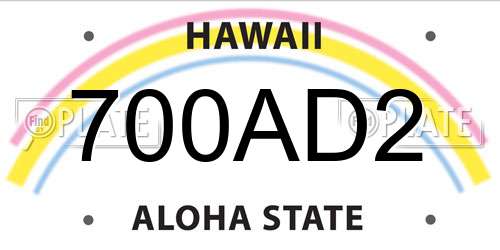700AD2 Hawaii License Plate
