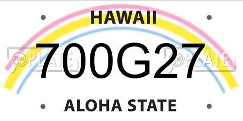 700G27 Hawaii License Plate