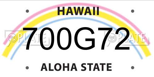 700G72 Hawaii License Plate