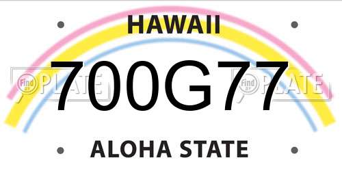 700G77 Hawaii License Plate
