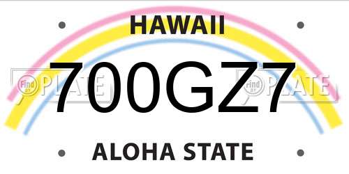 700GZ7 Hawaii License Plate