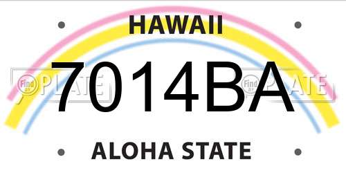7014BA Hawaii License Plate
