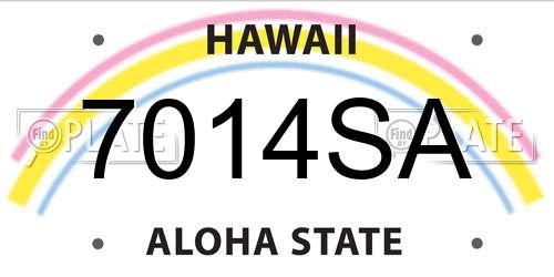 7014SA Hawaii License Plate