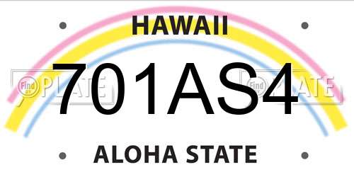 701AS4 Hawaii License Plate