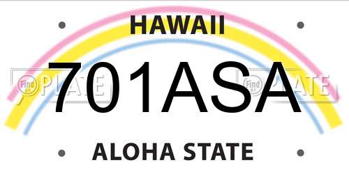 701ASA Hawaii License Plate