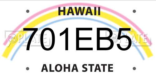 701EB5 Hawaii License Plate
