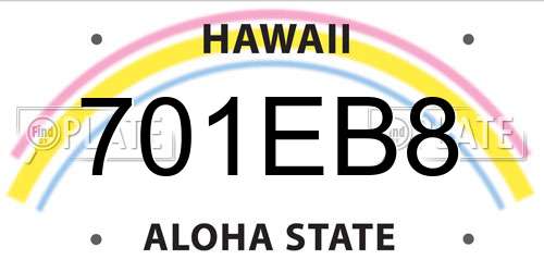 701EB8 Hawaii License Plate