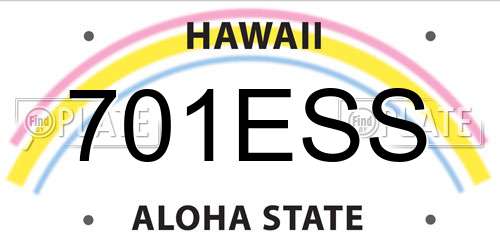 701ESS Hawaii License Plate