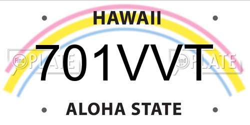 701VVT Hawaii License Plate