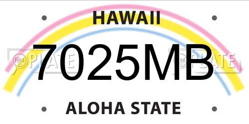 7025MB Hawaii License Plate