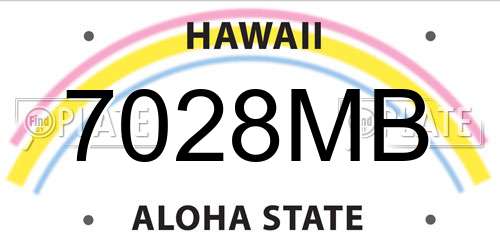 7028MB Hawaii License Plate