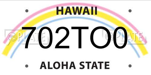 702TO0 Hawaii License Plate