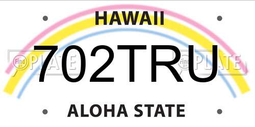 702TRU Hawaii License Plate