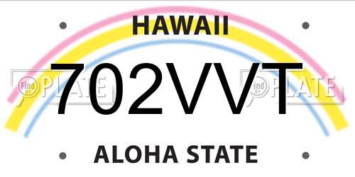 702VVT Hawaii License Plate