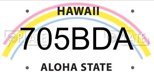 705BDA Hawaii License Plate