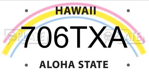 706TXA Hawaii License Plate
