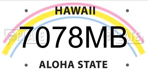 7078MB Hawaii License Plate