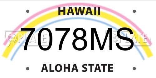 7078MS Hawaii License Plate