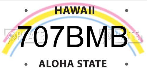 707BMB Hawaii License Plate