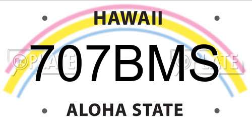 707BMS Hawaii License Plate
