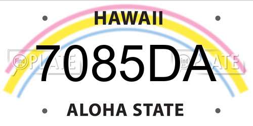 7085DA Hawaii License Plate