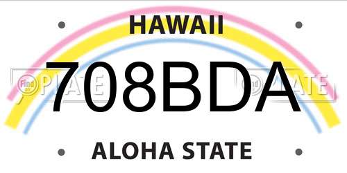 708BDA Hawaii License Plate