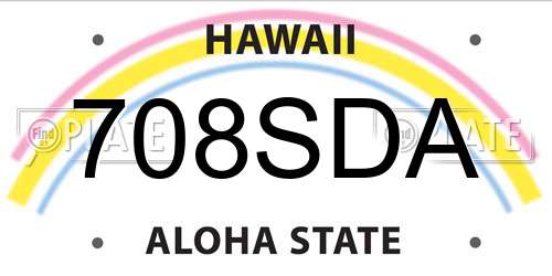 708SDA Hawaii License Plate