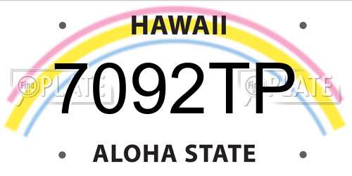 7092TP Hawaii License Plate