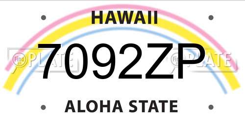 7092ZP Hawaii License Plate