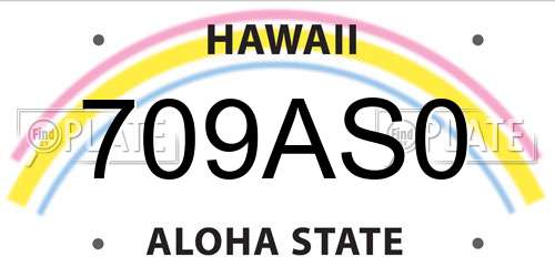 709AS0 Hawaii License Plate