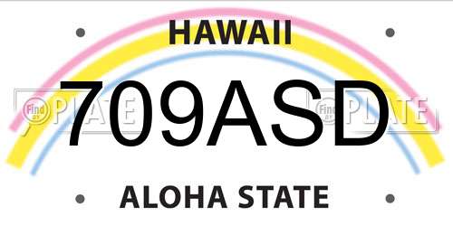 709ASD Hawaii License Plate
