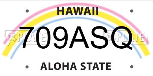 709ASQ Hawaii License Plate