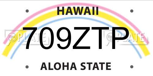 709ZTP Hawaii License Plate