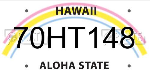 70HT148 Hawaii License Plate