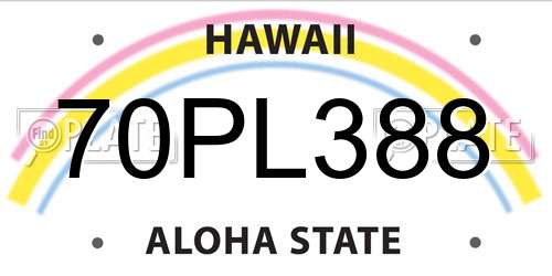 70PL388 Hawaii License Plate