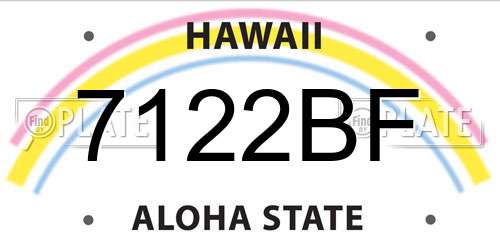 7122BF Hawaii License Plate