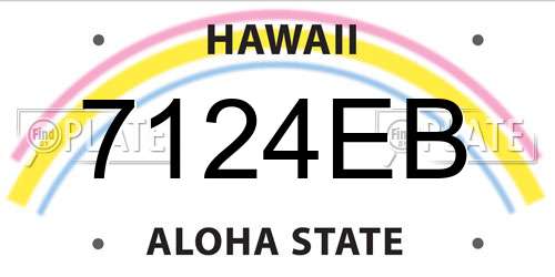 7124EB Hawaii License Plate