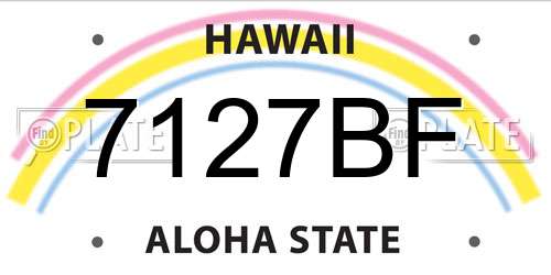 7127BF Hawaii License Plate