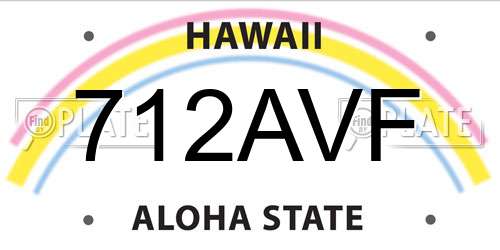 712AVF Hawaii License Plate
