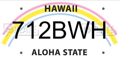 712BWH Hawaii License Plate