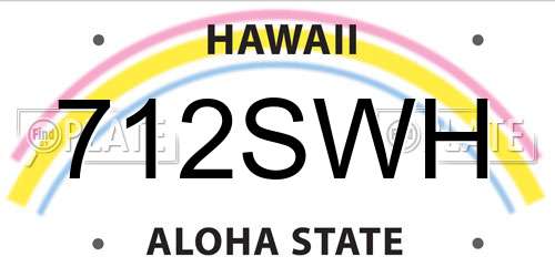 712SWH Hawaii License Plate