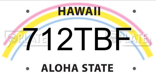 712TBF Hawaii License Plate