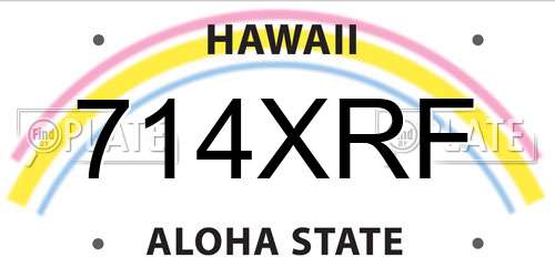 714XRF Hawaii License Plate