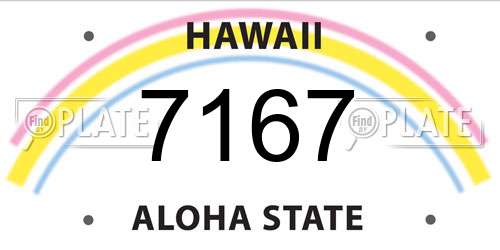 7167 Hawaii License Plate