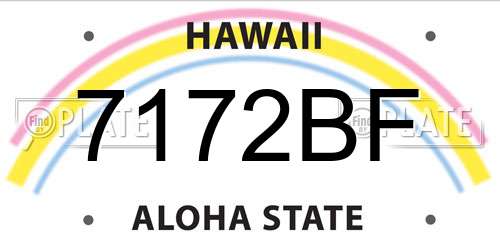 7172BF Hawaii License Plate