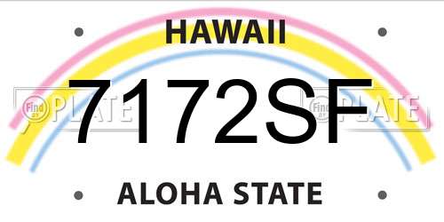 7172SF Hawaii License Plate